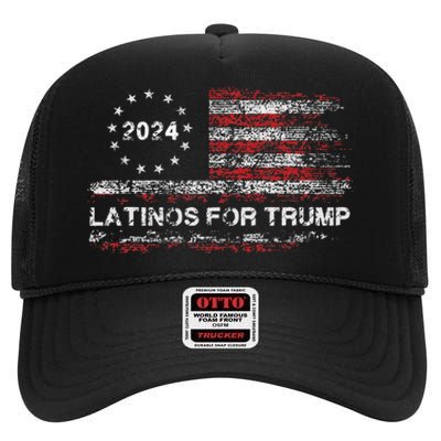 Latinos For Trump 2024 High Crown Mesh Back Trucker Hat