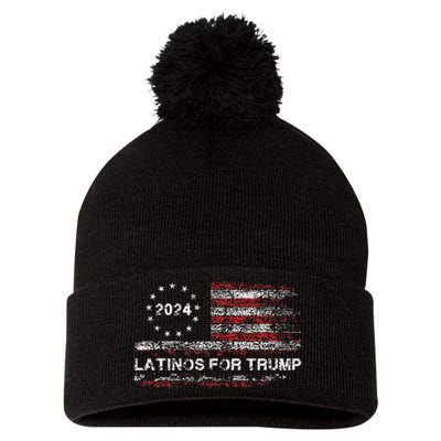 Latinos For Trump 2024 Pom Pom 12in Knit Beanie