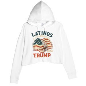 Latinos For Trump 2024 Usa Flag Hispanic Latinas Crop Fleece Hoodie