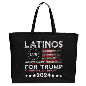 Latinos For Trump 2024 Funny Election Usa Flag Cotton Canvas Jumbo Tote