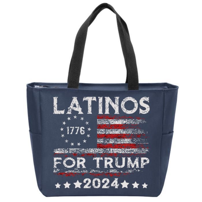 Latinos For Trump 2024 Funny Election Usa Flag Zip Tote Bag