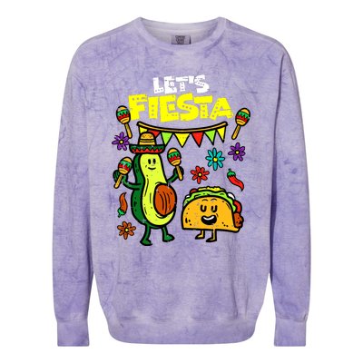 Lets Fiesta Taco Avocado Funny Cinco De Mayo Mexican Party Colorblast Crewneck Sweatshirt