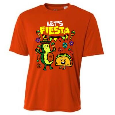 Lets Fiesta Taco Avocado Funny Cinco De Mayo Mexican Party Cooling Performance Crew T-Shirt