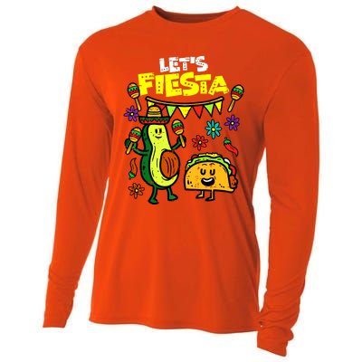 Lets Fiesta Taco Avocado Funny Cinco De Mayo Mexican Party Cooling Performance Long Sleeve Crew