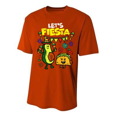 Lets Fiesta Taco Avocado Funny Cinco De Mayo Mexican Party Performance Sprint T-Shirt