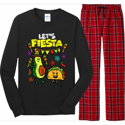 Lets Fiesta Taco Avocado Funny Cinco De Mayo Mexican Party Long Sleeve Pajama Set