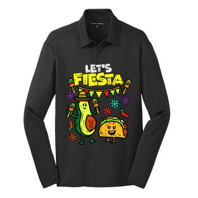 Lets Fiesta Taco Avocado Funny Cinco De Mayo Mexican Party Silk Touch Performance Long Sleeve Polo