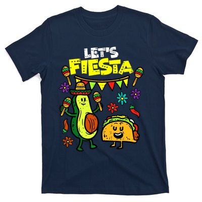 Lets Fiesta Taco Avocado Funny Cinco De Mayo Mexican Party T-Shirt