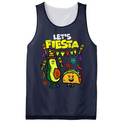 Lets Fiesta Taco Avocado Funny Cinco De Mayo Mexican Party Mesh Reversible Basketball Jersey Tank