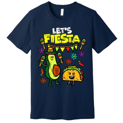 Lets Fiesta Taco Avocado Funny Cinco De Mayo Mexican Party Premium T-Shirt