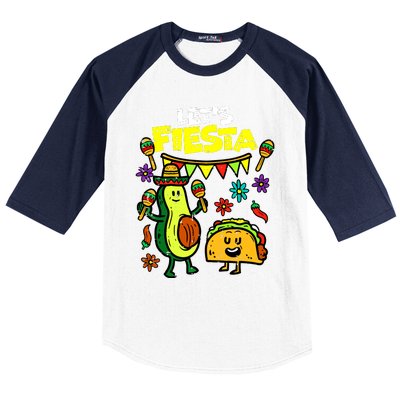 Lets Fiesta Taco Avocado Funny Cinco De Mayo Mexican Party Baseball Sleeve Shirt