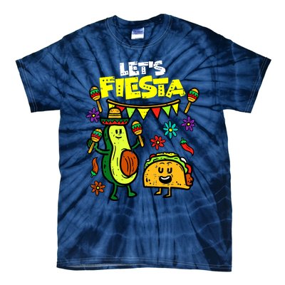 Lets Fiesta Taco Avocado Funny Cinco De Mayo Mexican Party Tie-Dye T-Shirt