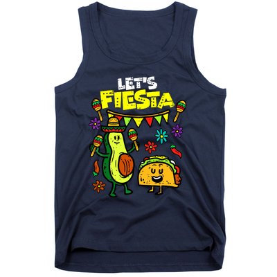 Lets Fiesta Taco Avocado Funny Cinco De Mayo Mexican Party Tank Top