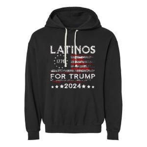 Latinos For Trump 2024 Funny Election Usa Flag Garment-Dyed Fleece Hoodie