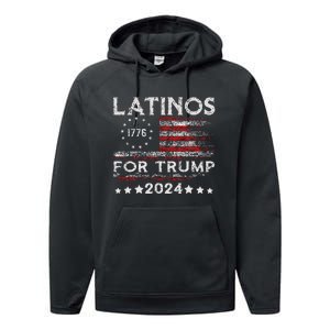 Latinos For Trump 2024 Funny Election Usa Flag Performance Fleece Hoodie