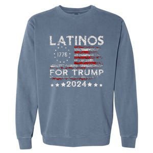 Latinos For Trump 2024 Funny Election Usa Flag Garment-Dyed Sweatshirt