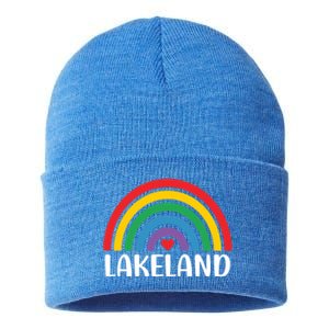 Lakeland Florida Usa Travel I Love Lakeland Funny Gift Sustainable Knit Beanie