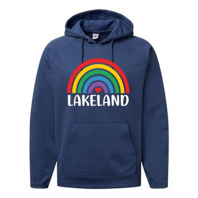 Lakeland Florida Usa Travel I Love Lakeland Funny Gift Performance Fleece Hoodie