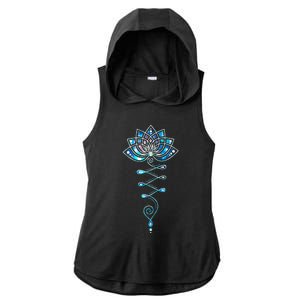 Lotus Flower Unalome Yoga Meditation Awareness Zen Ladies PosiCharge Tri-Blend Wicking Draft Hoodie Tank