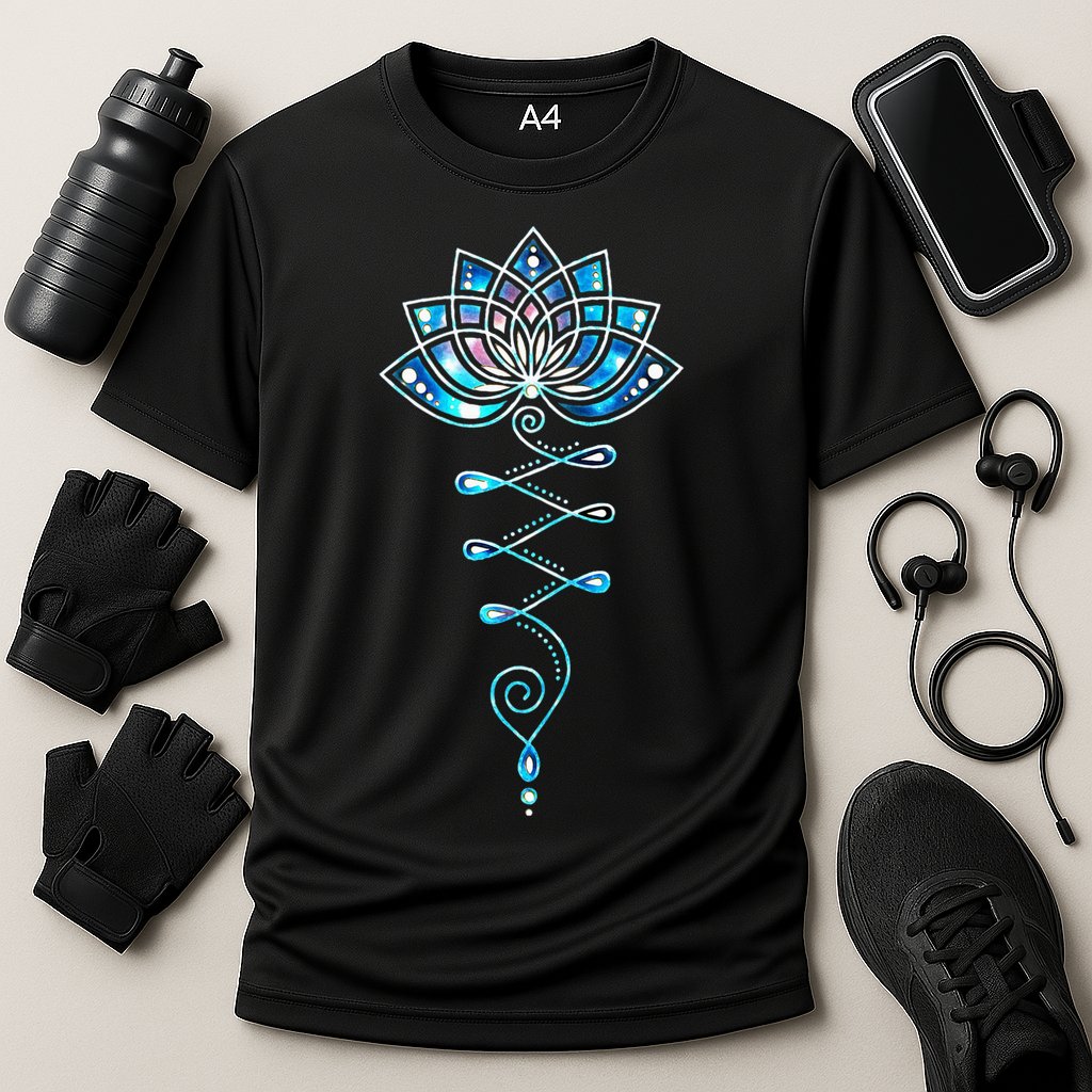 Lotus Flower Unalome Yoga Meditation Awareness Zen Cooling Performance Crew T-Shirt