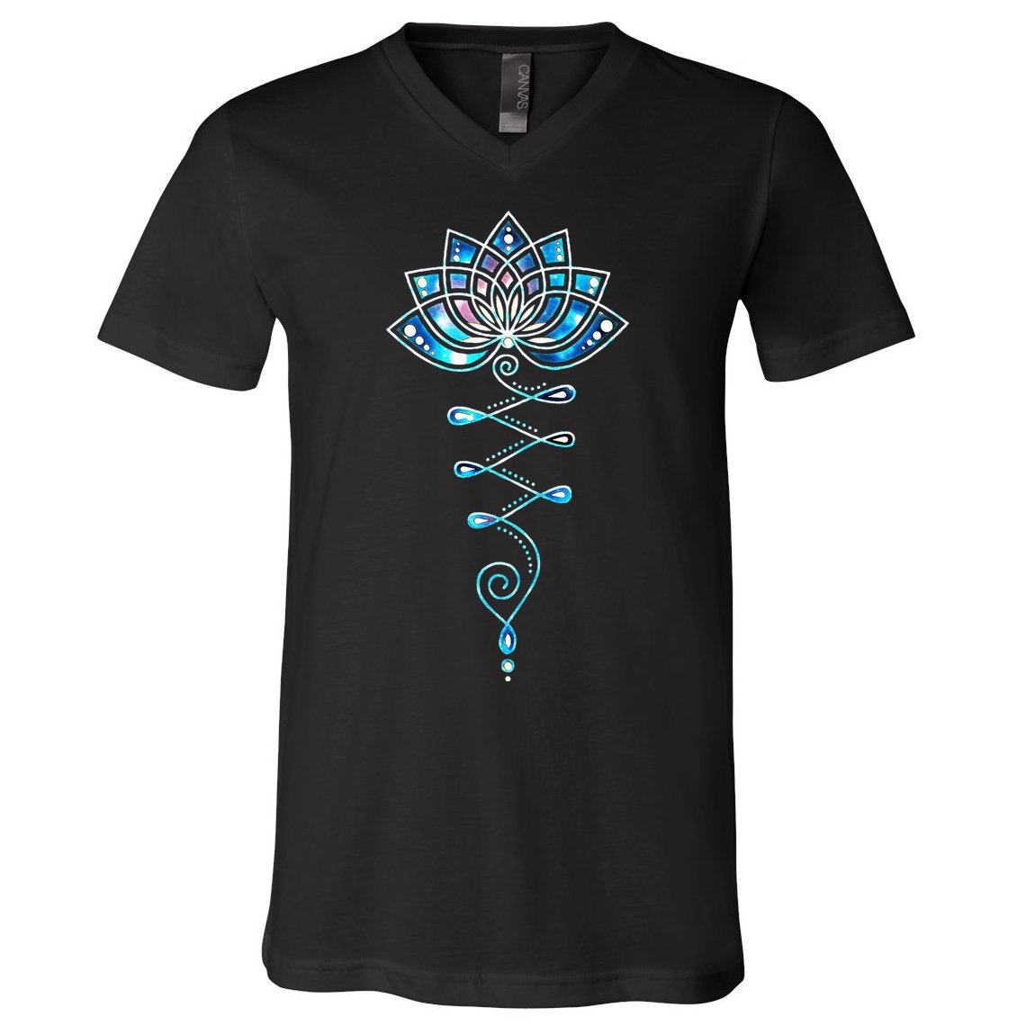 Lotus Flower Unalome Yoga Meditation Awareness Zen V-Neck T-Shirt