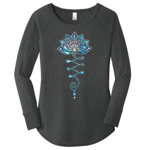 Lotus Flower Unalome Yoga Meditation Awareness Zen Women's Perfect Tri Tunic Long Sleeve Shirt