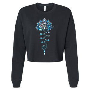 Lotus Flower Unalome Yoga Meditation Awareness Zen Cropped Pullover Crew