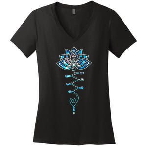 Lotus Flower Unalome Yoga Meditation Awareness Zen Women's V-Neck T-Shirt