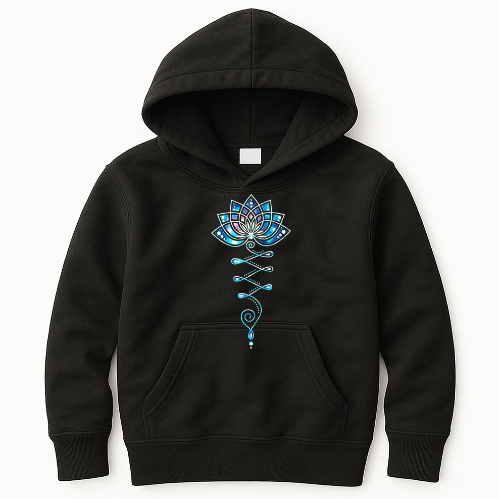 Lotus Flower Unalome Yoga Meditation Awareness Zen Kids Hoodie