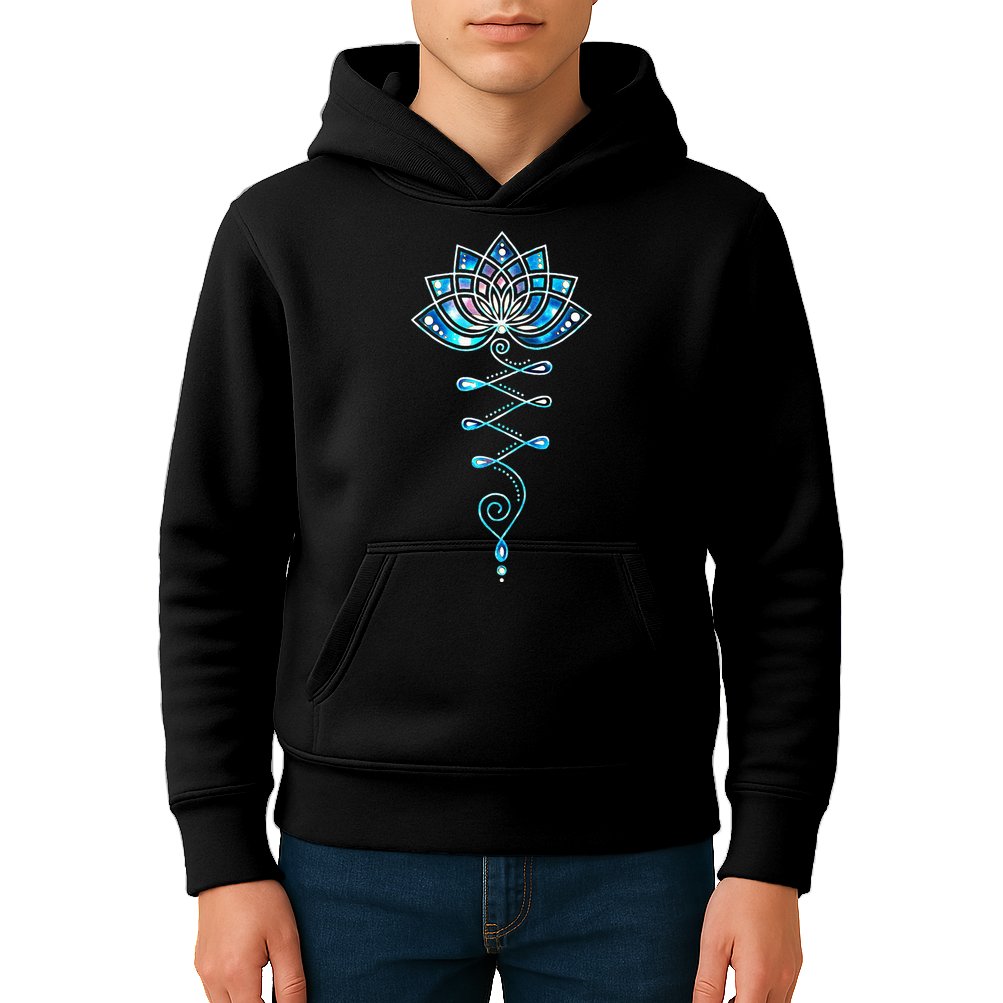 Lotus Flower Unalome Yoga Meditation Awareness Zen Kids Hoodie