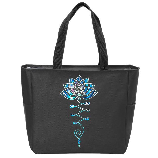 Lotus Flower Unalome Yoga Meditation Awareness Zen Zip Tote Bag