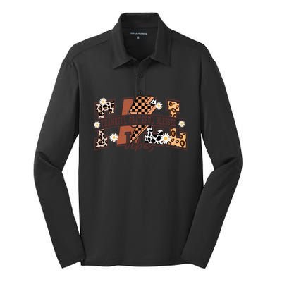 Leopard Fall Vibes Thankful Grateful Blessed Pumpkin Spice Great Gift Silk Touch Performance Long Sleeve Polo