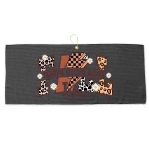 Leopard Fall Vibes Thankful Grateful Blessed Pumpkin Spice Great Gift Large Microfiber Waffle Golf Towel