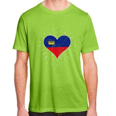 Liechtenstein Flag Vintage Heart Liechtenstein Lover Retro Adult ChromaSoft Performance T-Shirt