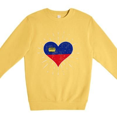 Liechtenstein Flag Vintage Heart Liechtenstein Lover Retro Premium Crewneck Sweatshirt