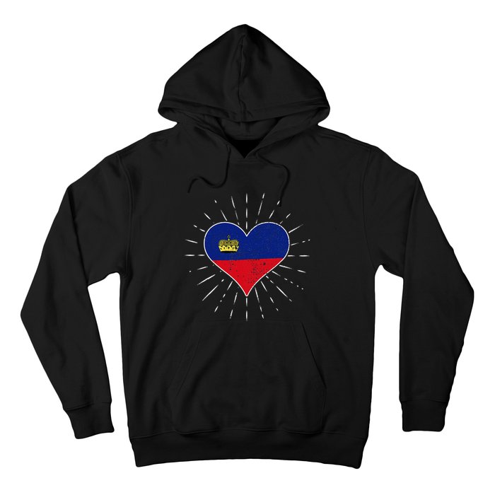 Liechtenstein Flag Vintage Heart Liechtenstein Lover Retro Hoodie