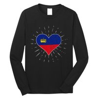 Liechtenstein Flag Vintage Heart Liechtenstein Lover Retro Long Sleeve Shirt