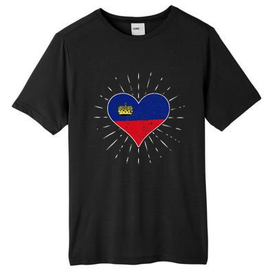 Liechtenstein Flag Vintage Heart Liechtenstein Lover Retro Tall Fusion ChromaSoft Performance T-Shirt