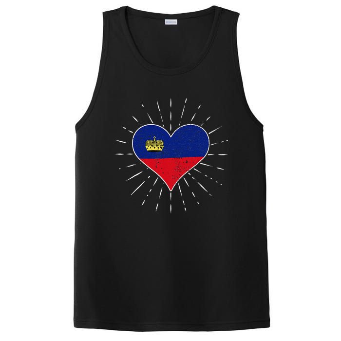 Liechtenstein Flag Vintage Heart Liechtenstein Lover Retro PosiCharge Competitor Tank