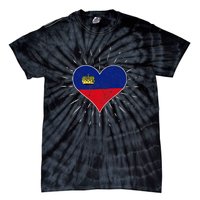 Liechtenstein Flag Vintage Heart Liechtenstein Lover Retro Tie-Dye T-Shirt