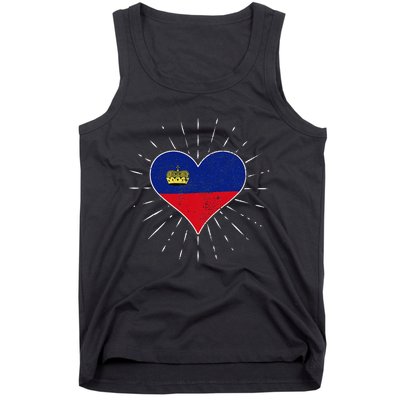 Liechtenstein Flag Vintage Heart Liechtenstein Lover Retro Tank Top