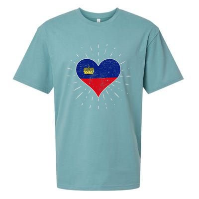 Liechtenstein Flag Vintage Heart Liechtenstein Lover Retro Sueded Cloud Jersey T-Shirt