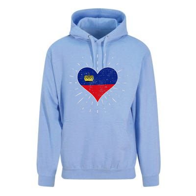 Liechtenstein Flag Vintage Heart Liechtenstein Lover Retro Unisex Surf Hoodie