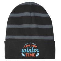 Live For Winter Time Striped Beanie with Solid Band