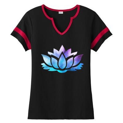 Lotus Flower Yoga Spiritual Dreamy Colorful Meaningful Gift Ladies Halftime Notch Neck Tee