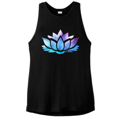 Lotus Flower Yoga Spiritual Dreamy Colorful Meaningful Gift Ladies PosiCharge Tri-Blend Wicking Tank