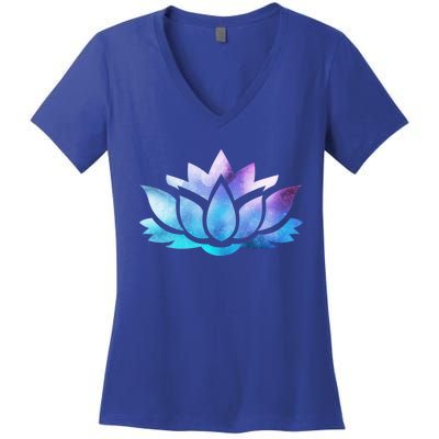 Lotus Flower Yoga Spiritual Dreamy Colorful Meaningful Gift Women's V-Neck T-Shirt