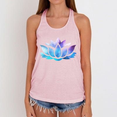 Lotus Flower Yoga Spiritual Dreamy Colorful Meaningful Gift Women's Knotted Racerback Tank