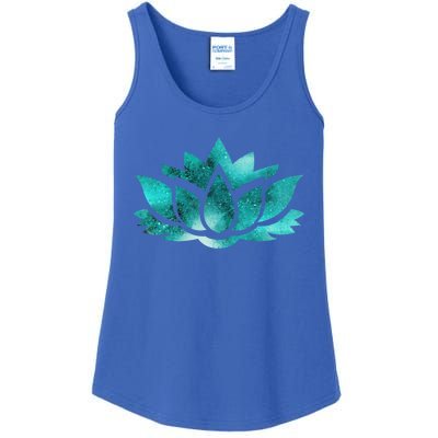 Lotus Flower Yoga Spiritual Dreamy Teal Colorful Gift Ladies Essential Tank