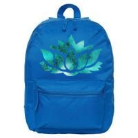 Lotus Flower Yoga Spiritual Dreamy Teal Colorful Gift 16 in Basic Backpack